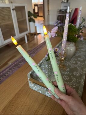 Hand painted battery taper candles